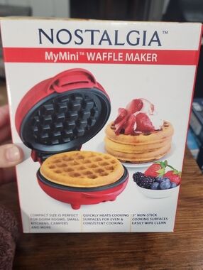 Nostalgia Red MyMini Waffle Maker - Compact Countertop Cooker Price Is Firm $25